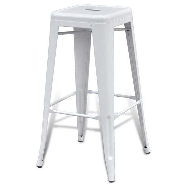vidaXL Bar Stools 2 pcs White Steel