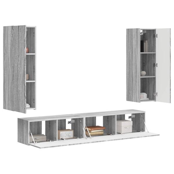 vidaXL TV Cabinet Set Wall-mounted 3 pcs Grey Sonoma Engineered Wood