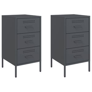 vidaXL Bedside Cabinets 2 pcs Anthracite 36x39x68 cm Steel