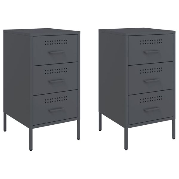 vidaXL Bedside Cabinets 2 pcs Anthracite 36x39x68 cm Steel