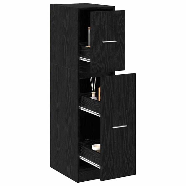 vidaXL Apothecary Cabinet Black oak 30 x 41 x 118 cm Engineered wood