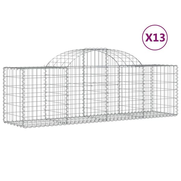 vidaXL Arched Gabion Baskets 13 pcs 200x50x60/80 cm Galvanised Iron