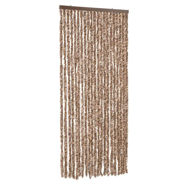 vidaXL Fly Curtain Beige and Dark Brown 90x200 cm Chenille