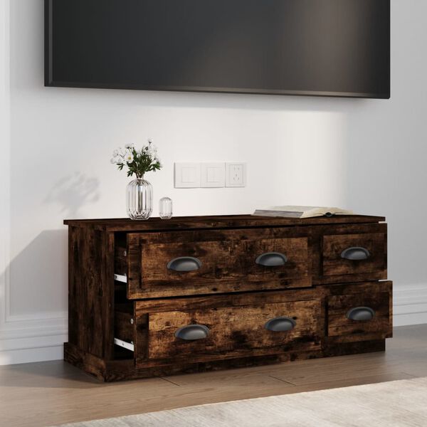 vidaXL TV Cabinet Smoked Oak 100x35.5x45 cm Engineered Wood