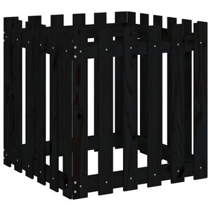 vidaXL Garden Planter with Fence Design Black 60x60x60 cm Solid Wood Pine