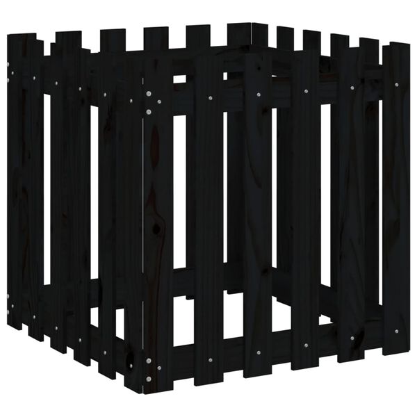 vidaXL Garden Planter with Fence Design Black 60x60x60 cm Solid Wood Pine