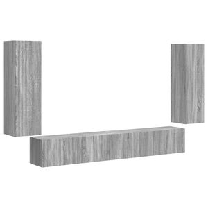 vidaXL TV Wall Cabinet Set 4 pcs Grey Sonoma Engineered Wood