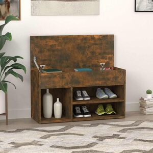 vidaXL Shoe Bench Smoked Oak 80x30x45 cm Engineered Wood