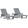 vidaXL Sun Lounger Reclining 3 pcs Light Grey Polyethylene
