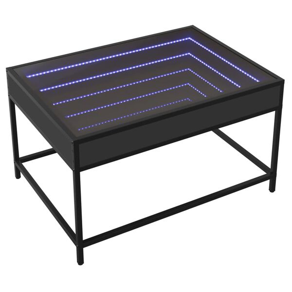 vidaXL Coffee Table with Infinity LED Black 70x50x41 cm
