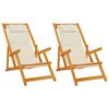 vidaXL Beach Chair with Cushion Folding 2 pcs Brown Solid Acacia Wood