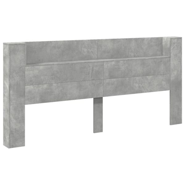 vidaXL Headboard Cabinet with LED Concrete Grey 220x16.5x103.5 cm