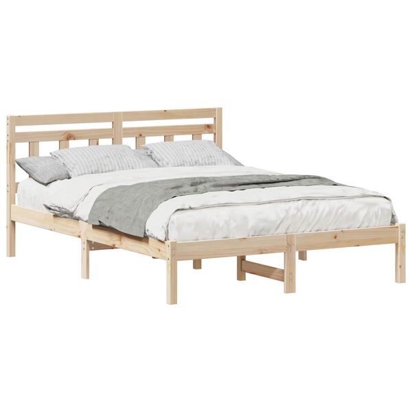 vidaXL Bed Frame Brown 120 x 190 cm Solid Pine Wood