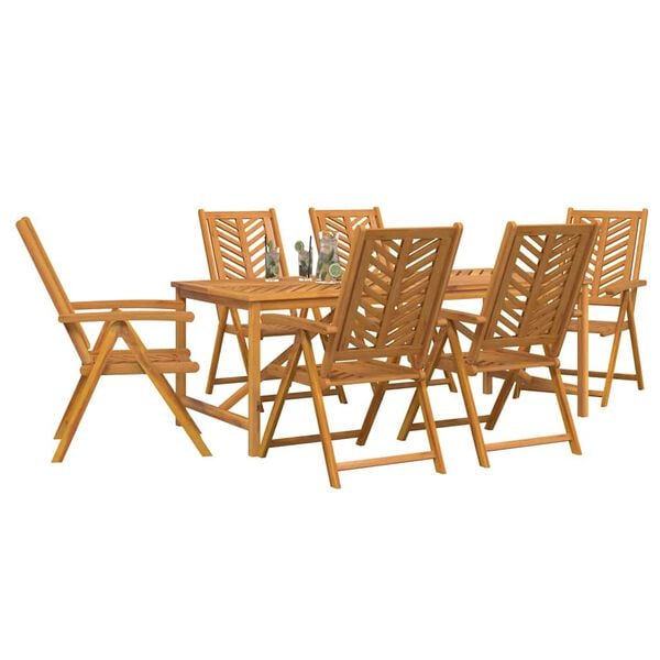 vidaXL Garden Dining Set 7 pcs Brown Solid Acacia Wood