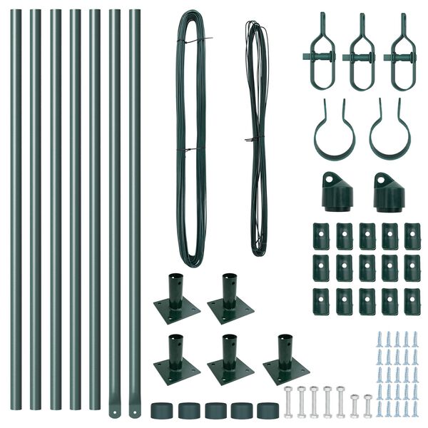 vidaXL Fence Posts Manual 7 pcs Green Ø32mm 50 cm Galvanised steel
