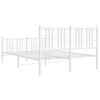 vidaXL Metal Bed Frame without Mattress with Footboard White 120x190cm
