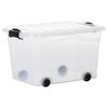 vidaXL Storage Boxes with Wheels & Lids 2 pcs Transparent 40 L