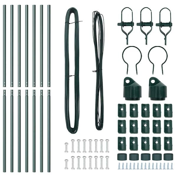 vidaXL Fence Post 7 pcs Green Steel