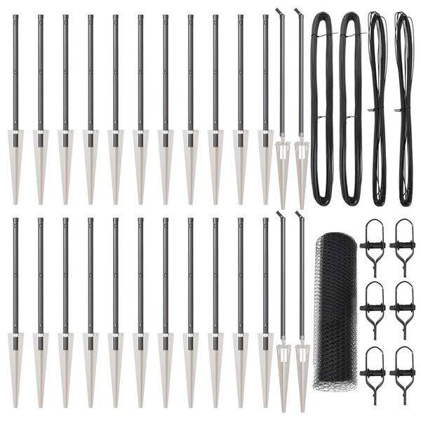 vidaXL Fence Post Grey 50 x 0.6 m (25 mm mesh) Steel and PVC