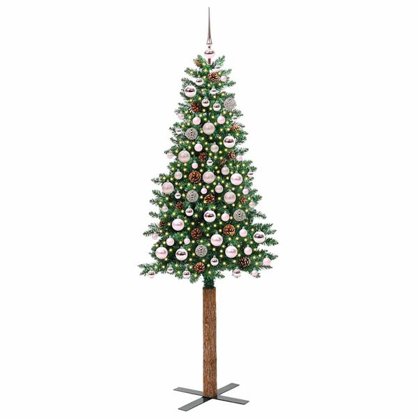 vidaXL Slim Christmas Tree Green 180 cm PVC and Solid Pine wood