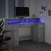 vidaXL Desk with LED Lights Grey Sonoma 140x55x91 cm Engineered Wood