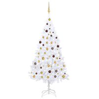vidaXL Artificial Pre-lit Christmas Tree with Ball Set White 210 cm PVC