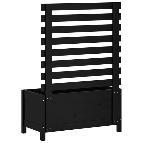 vidaXL Garden Planter with Rack Black 79x39.5x114 cm Solid Wood Pine