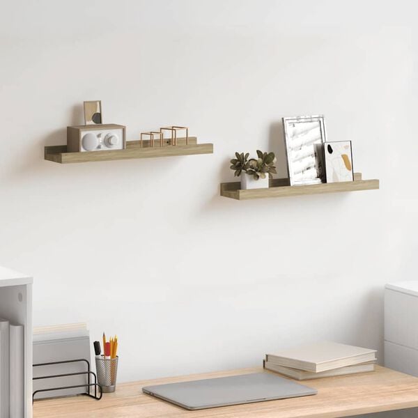 vidaXL Wall Shelves 2 pcs Sonoma Oak 40x9x3 cm