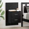 vidaXL Wall-mounted Bedside Cabinet with Drawer 2 pcs Black Oak