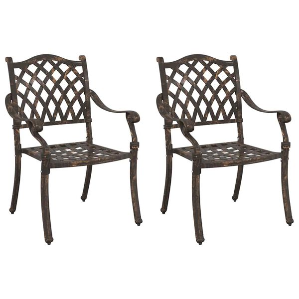 vidaXL Garden Chair 2 pcs Bronze 55 x 56.5 x 91cm Aluminium