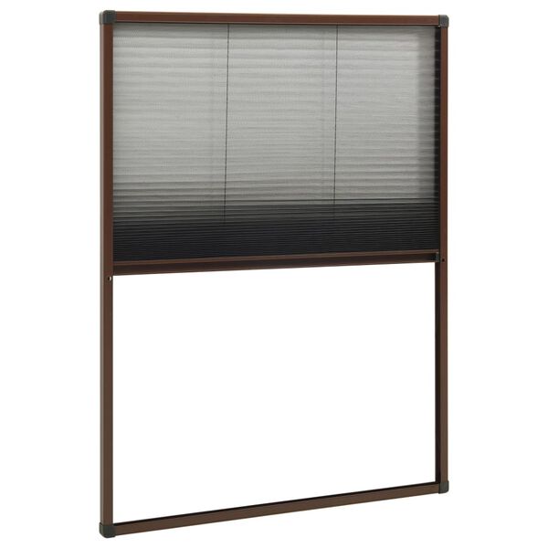 vidaXL Plisse Insect Screen for Windows Aluminium Brown 80x120 cm