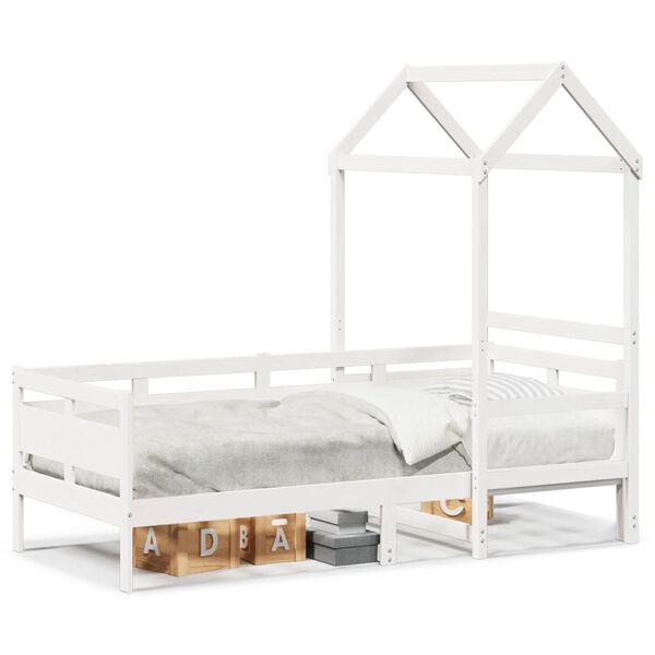 vidaXL Day Bed with Roof without Mattress White 80x200 cm Solid Wood