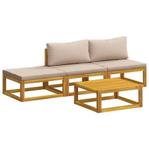 vidaXL Sofa Set 4 pcs Natural Solid Acacia Wood