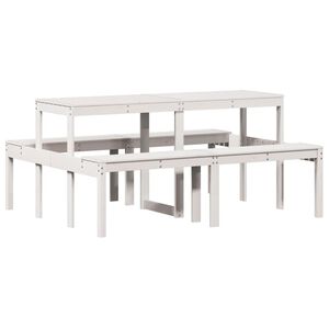 vidaXL Picnic Table White 160x134x75 cm Solid Wood Pine