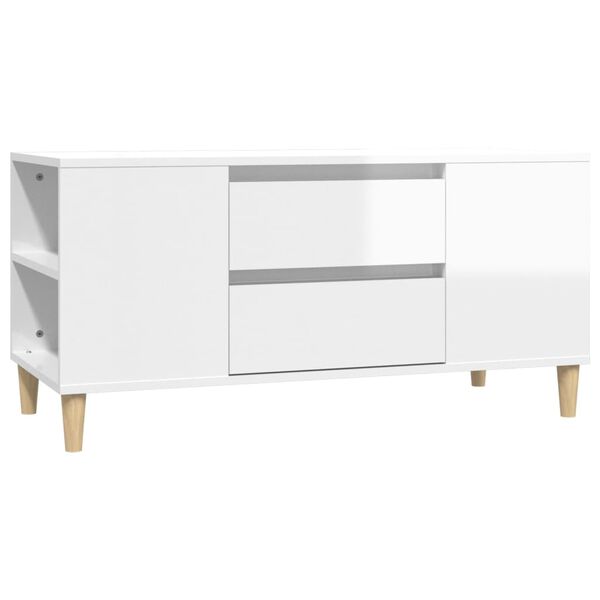 vidaXL TV Cabinet High Gloss White 102x44.5x50 cm Engineered Wood