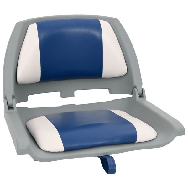 vidaXL 4 Piece Foldable Boat Seat Set with Blue-white Pillow