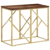 vidaXL Console Table Gold Stainless Steel and Solid Wood Sleeper
