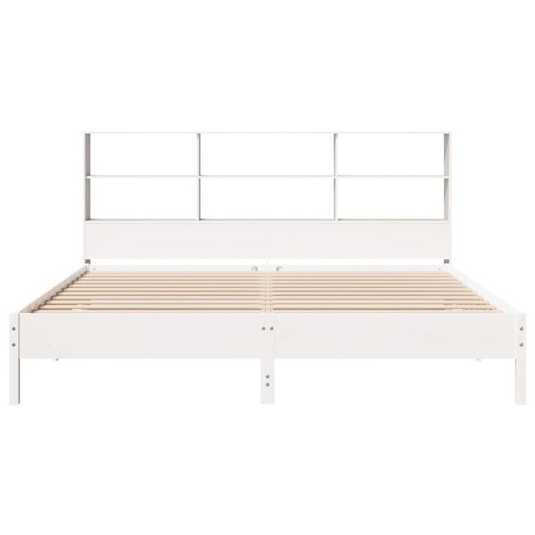 vidaXL Bookcase Bed without Mattress White 180x200 cm Super King Solid Wood Pine