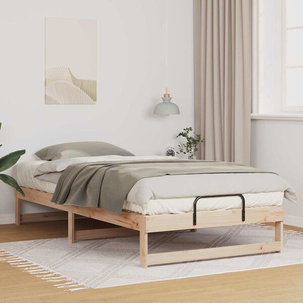 vidaXL Bed Frame Brown 100 x 210 cm Solid Pine Wood