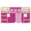 vidaXL Kids' Loft Bed with Curtains without Mattress Pink 90x190cm