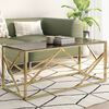 vidaXL Coffee Table Gold Stainless Steel and Tempered Glass
