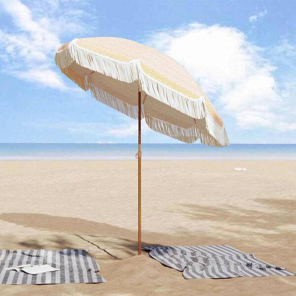 vidaXL Parasol Yellow and White Ø 160 x 195 cm Steel