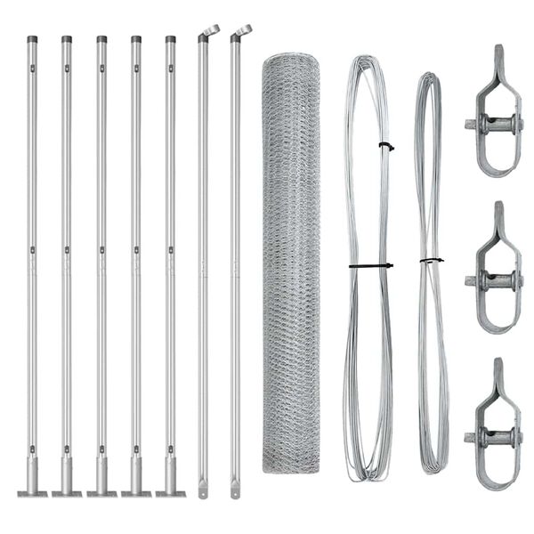 vidaXL Fence with Posts Silver 0.8 x 10 m PVC-coated steel