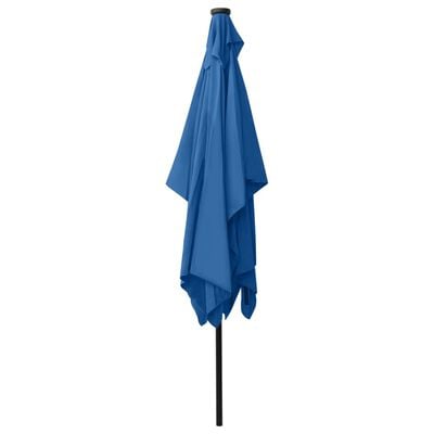 vidaXL Parasol with LEDs and Steel Pole Azure Blue 2x3 m