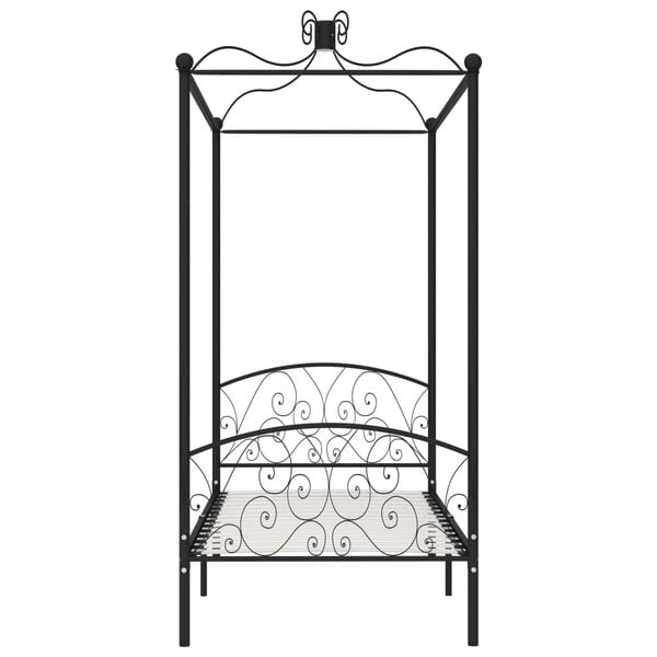 vidaXL Canopy Bed Frame without Mattress Black Metal 100x200 cm