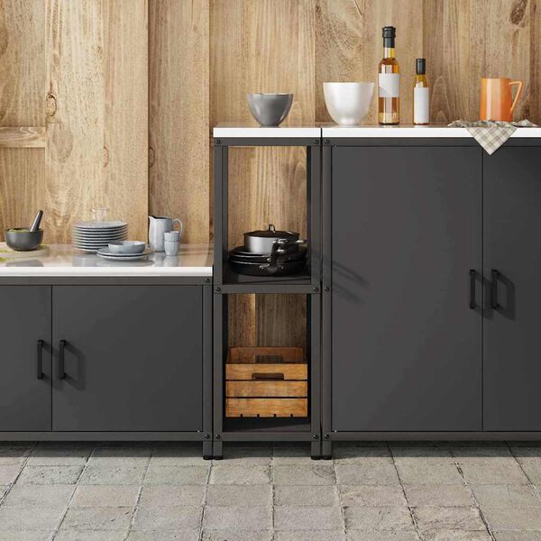 vidaXL Kitchen Storage with Shelf Black 30 x 50 x 92 cm Steel
