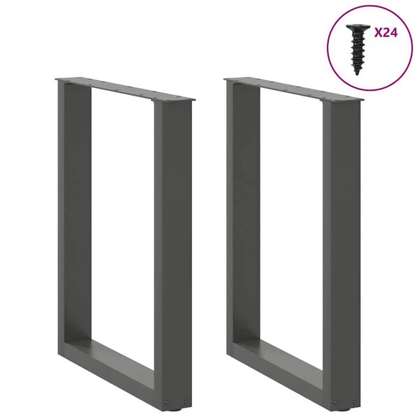 vidaXL Dining Table Legs U-Shaped 2 pcs Anthracite 60x(72-73) cm Steel