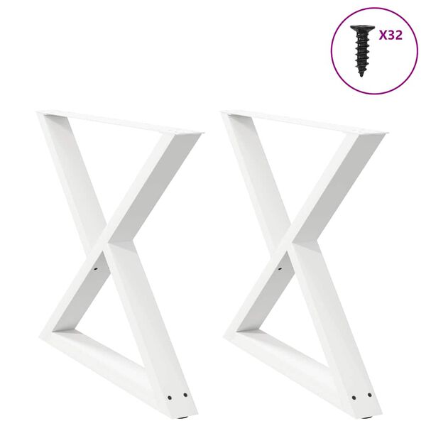 vidaXL Dining Table Legs 2 pcs White 90x(72-73.3) cm Steel