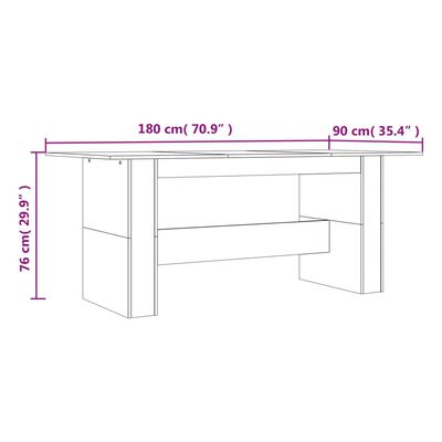 vidaXL Dining Table Grey Sonoma 180x90x76 cm Engineered Wood