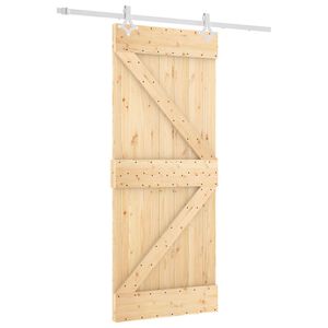 vidaXL Sliding Door Natural and White 85 x 210 cm Solid Pine Wood